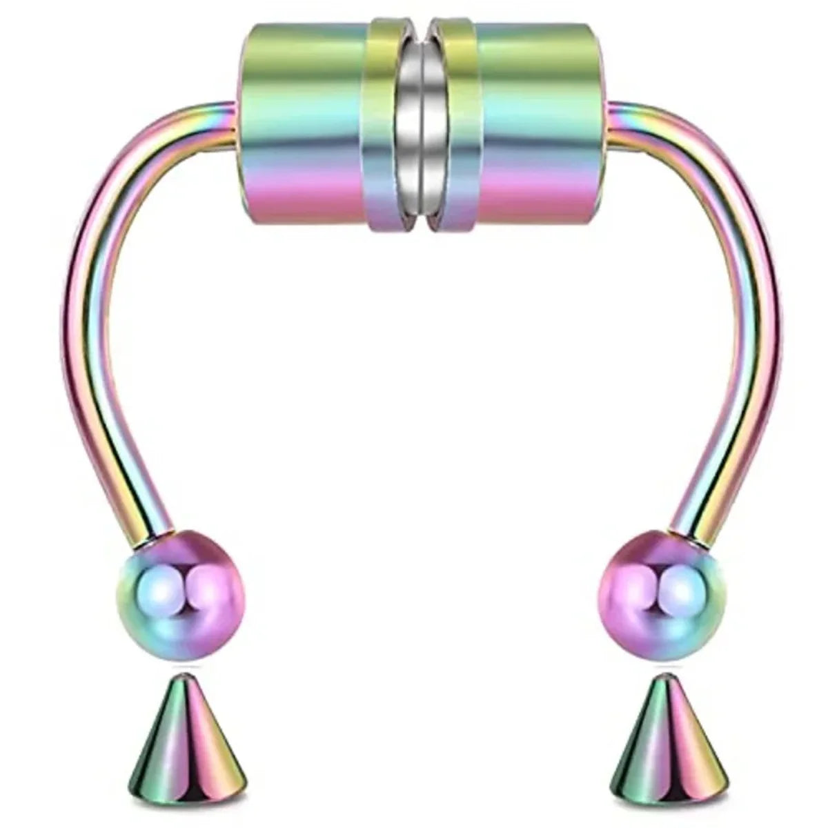 1/2/3/4/5pcs Fake Magnetic Stainless Steel Nose Rings, Non Piercing