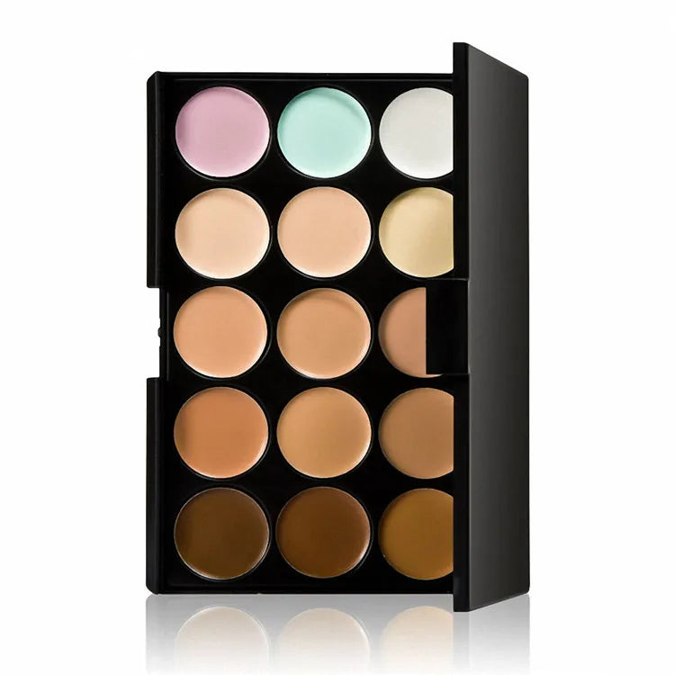 15 color Concealer Contouring correcteur makeup products face Based anti cernes cosmetic set brush Sponge Puff wholesale