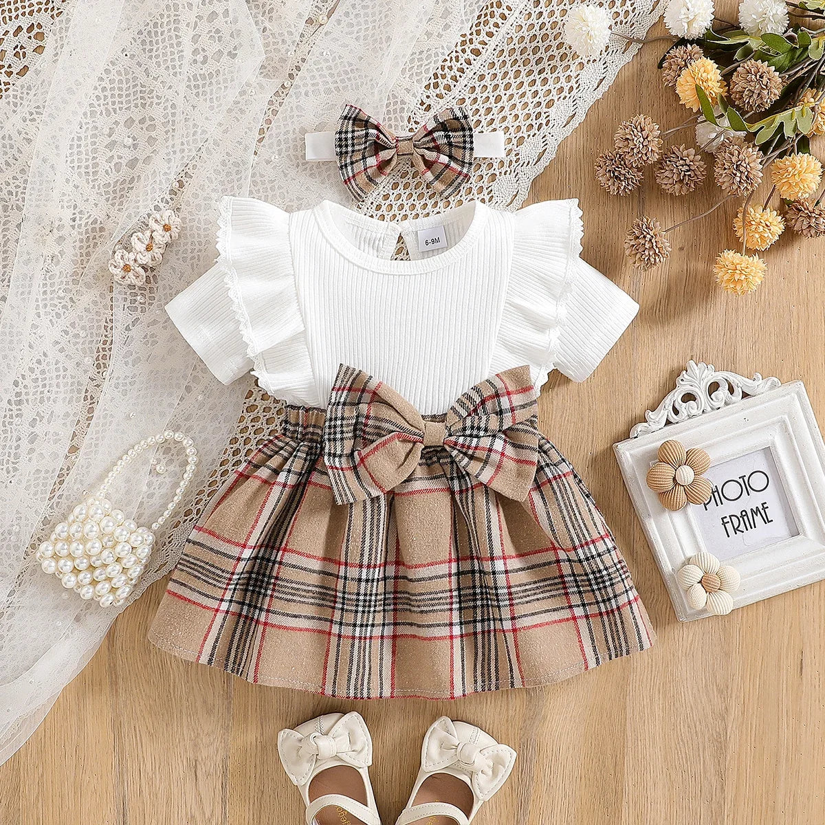 Baby Girl Summer Fashion Cute Casual Round Neck Ruffle Lace Decoration