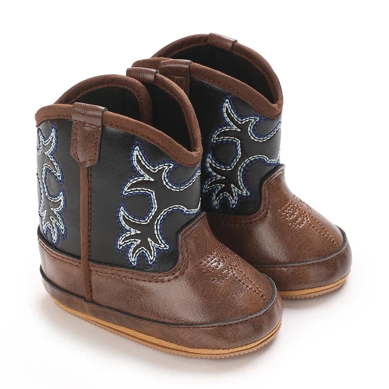 Western Denim Baby Winter Boots, Fashion Warm Casual First Walkers Shoes for Boys Girls 0-18 Months ﻿