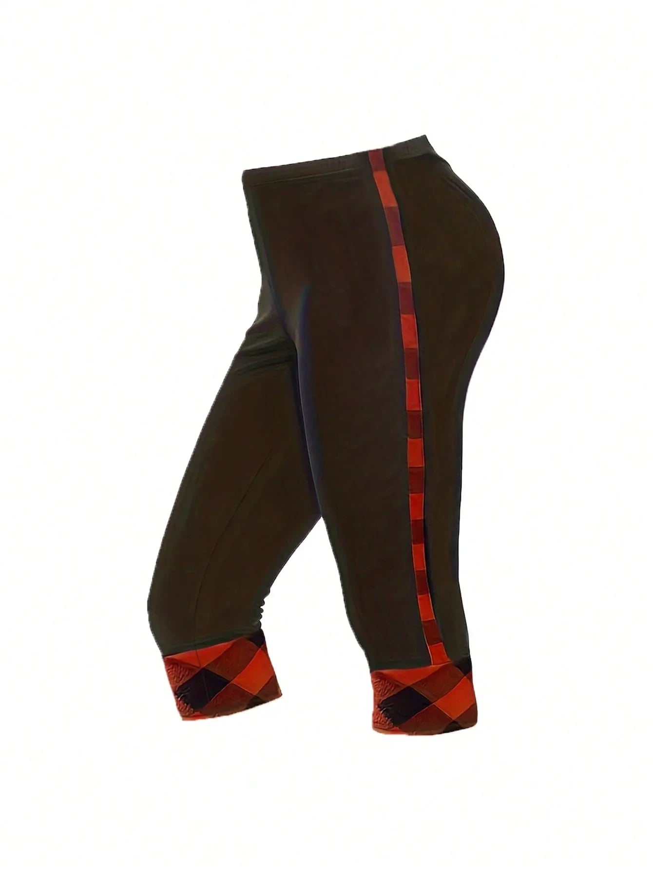 Plus Size Plaid Print Two-piece Set, Cross Cut Out Short Sleeve Top & Capris Pants Outfits, Women's Plus Size Clothing