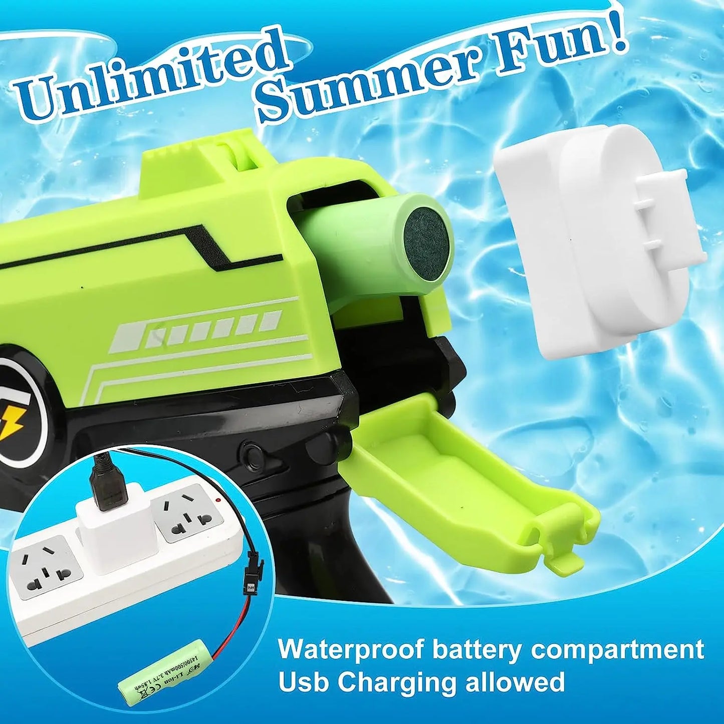 VATOS 2 Pack Electric Water Gun Squirt Pistol Toy Squirt Toys Blaster Summer Beach Pool Outdoor Toys for Kids Adults
