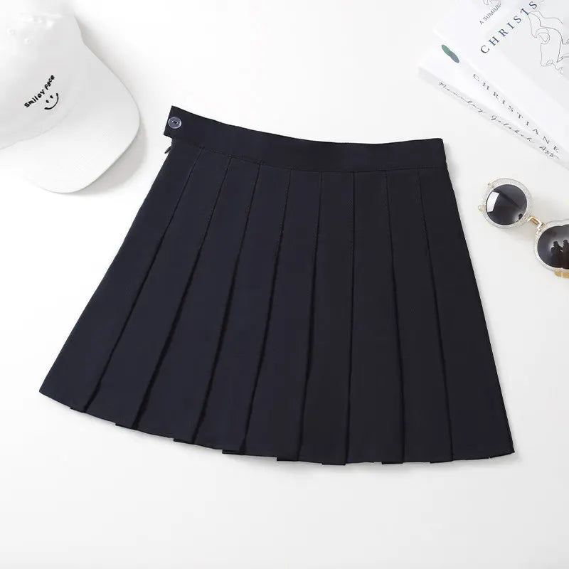 Black Mini Skirt Summer Women's Clothes Korean Stylish Saia Blue High Waist Skort Brown School Uniform Girls Short Pleated Skirt