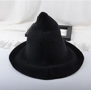 Wizard Hat Winter warm woolen Bucket Hat For Women 2023 Pointed Basin hat  Halloween Wool Wizard Knitte panama Fisherman Hat
