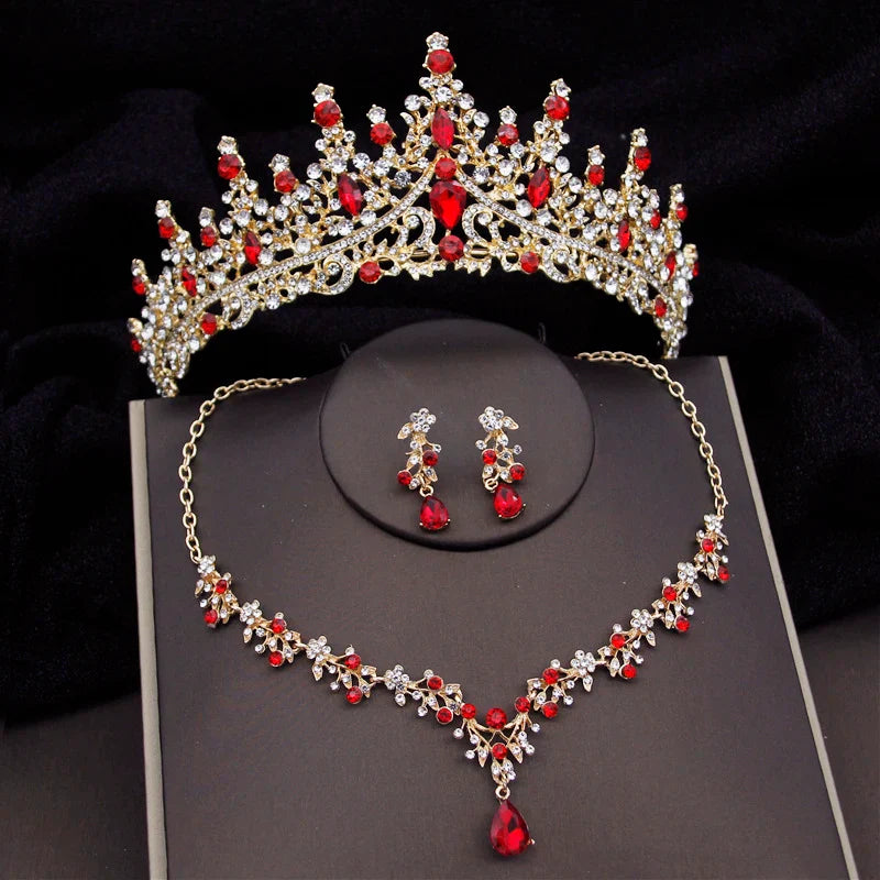 Baroque Tiaras Bridal Jewelry Sets Luxury Crown Earrings Choker Necklace Set Women Wedding Dress Bride Jewelry Set Accessory