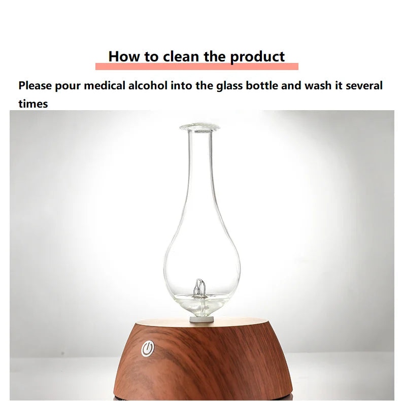 50ML Waterless Essential Oil Pure Diffuser Mini Nebulizer Aromatherapy Wood Glass Household Aroma Diffusers Colorful Night Light