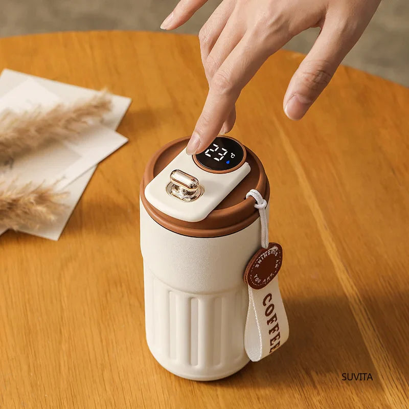 Intelligent Digital LED Temperature Display Coffee Cup, Stainless Steel Thermos Bottle, Keeps Cold and Heat Mug.