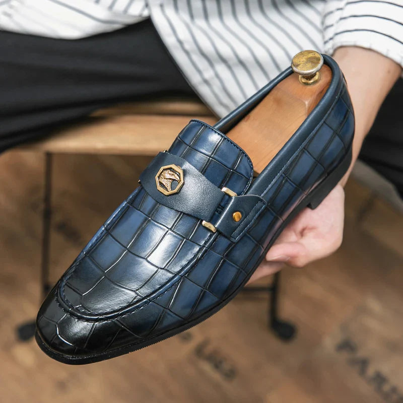 New Black Loafers, Men Slip-On Round Toe Fashion Dress Shoes, for Men Size 38-47.
