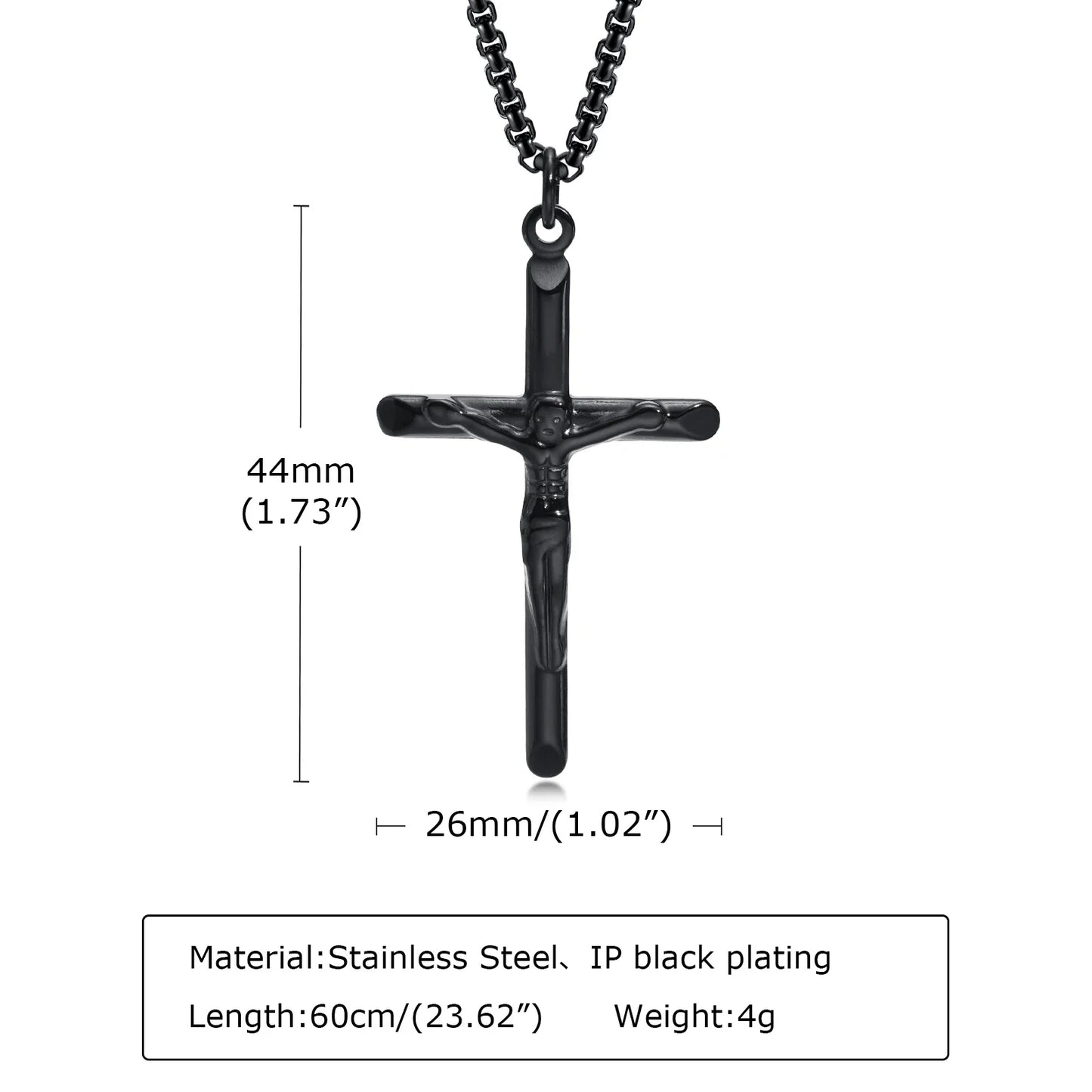 Stainless Steel Cross Necklace Catholicism Jesus Pendant Gold Color Collar Church Prayer Faith Jewelry for Men Women Gift