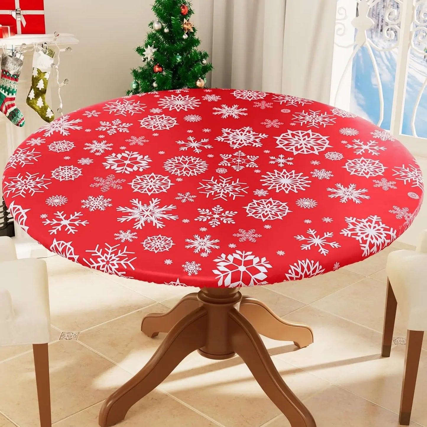 Waterproof PVC Flannel Table Cover Elastic Fitted Tablecloth Floral Pumpkin Christmas Pattern Dining Party Decoration
