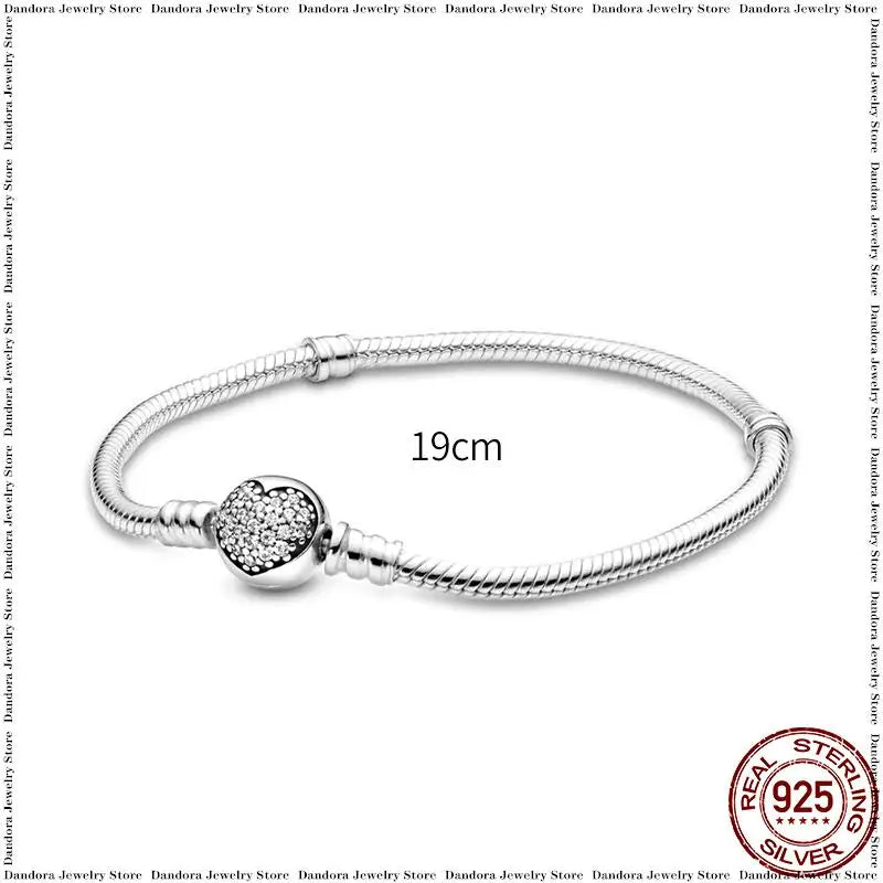 New in 925 Sterling Silver Snake Chain Charm Bracelet Fits Original Brand Pendant Charm Bead For Women Heart Bracelets Jewelry