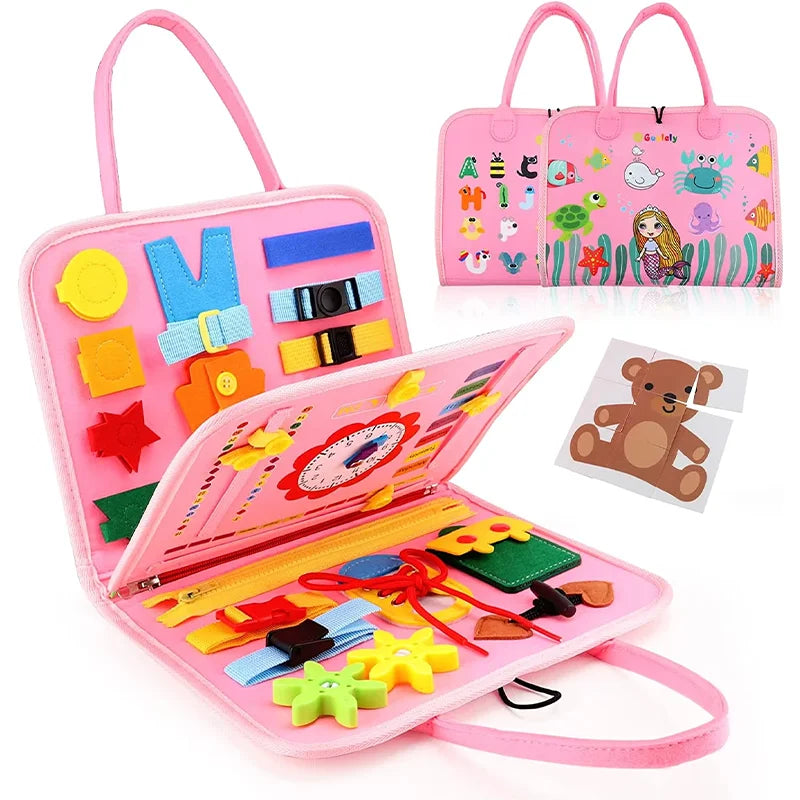 Montessori Sensory Toys Busy Board for Toddlers Promoting Motor Educational Activity Life Skills Learning for Kids With Autism
