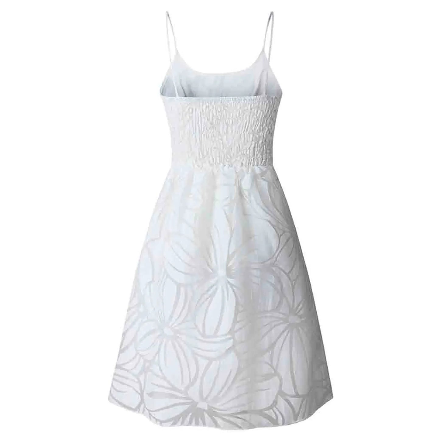 Womens White Floral Jacquard Short Dress Summer Suspender Backless Tunic Mini Dress Sexy Clubwear Party Bodycon Dress vestido