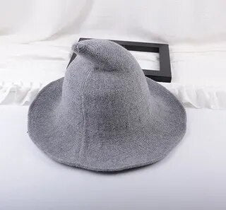 Wizard Hat Winter warm woolen Bucket Hat For Women 2023 Pointed Basin hat  Halloween Wool Wizard Knitte panama Fisherman Hat