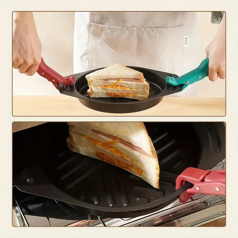 Anti-Scald Gripper Clip Multipurpose Non-Slip Plate Bowl Retriever Tongs with Silicone Handle Hot Dish Kitchen Tool