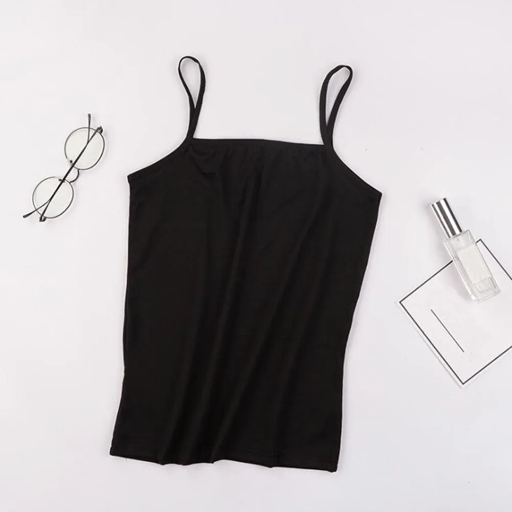 Summer Solid Camisole Tops Vest For Women White Black Basic Top Slim Sling Sleeveless Shirt Female Lady Stretch Fashion Tank Top