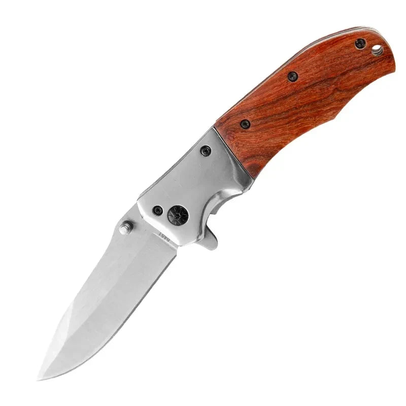 Folding knife, wooden handle, portable pocket knife, sharp, high-end fruit knife, for outdoor use, high hardness knife