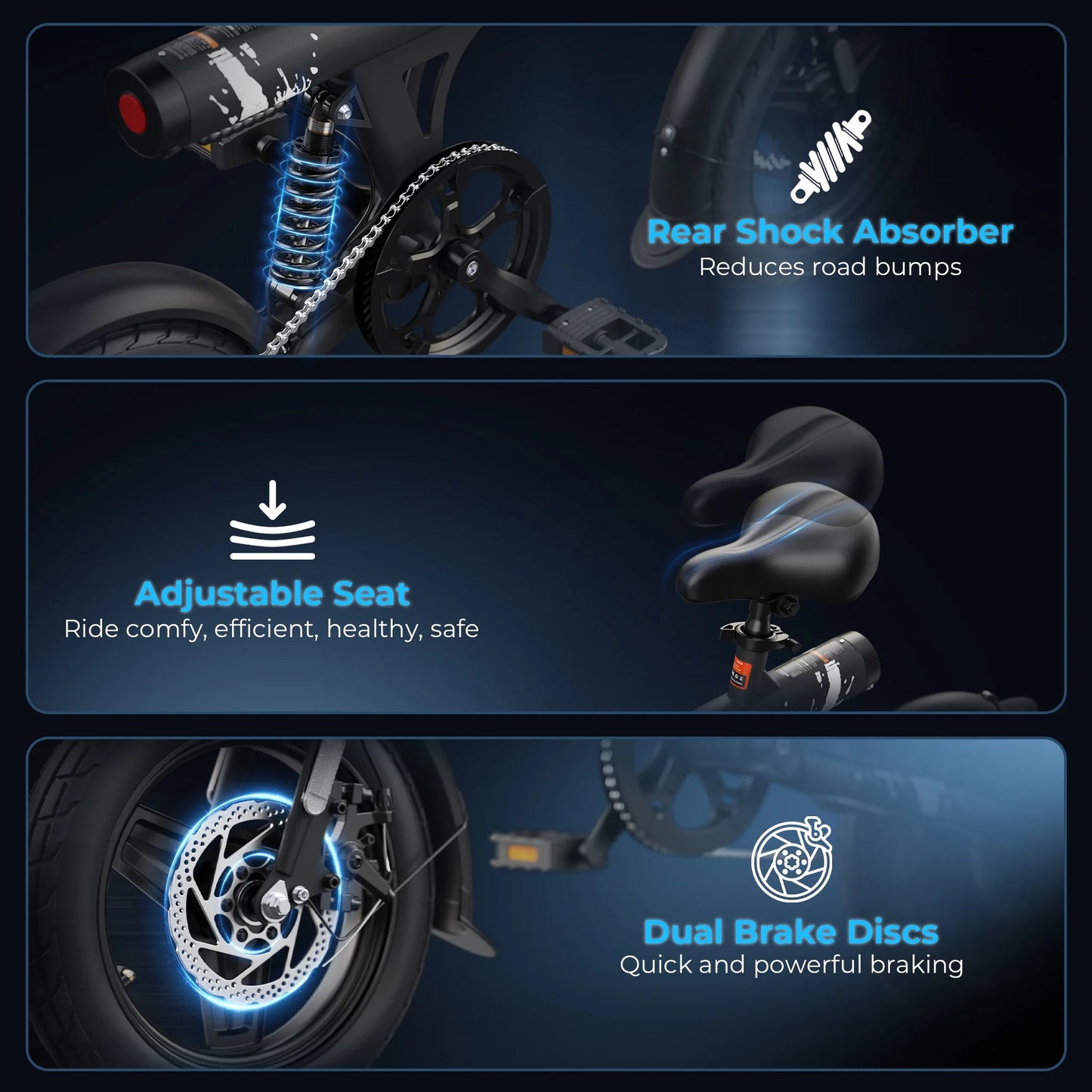 C14-1 Foldable E-bike 500 Peak Motor, 36V7.8AH Battery, Dual Discs Brakes, One Year Warranty Adult E-bicycle.