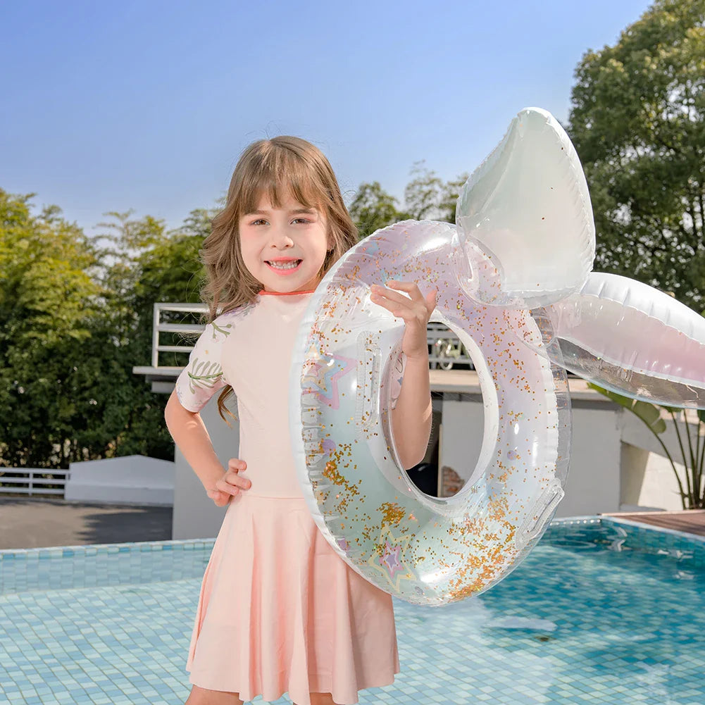 Summer Mermaid Tail Confetti Sequin Swimming Ring Swimming Circle Swim Tubes Rings Beach Swimming Party Toys for Kids and Adults