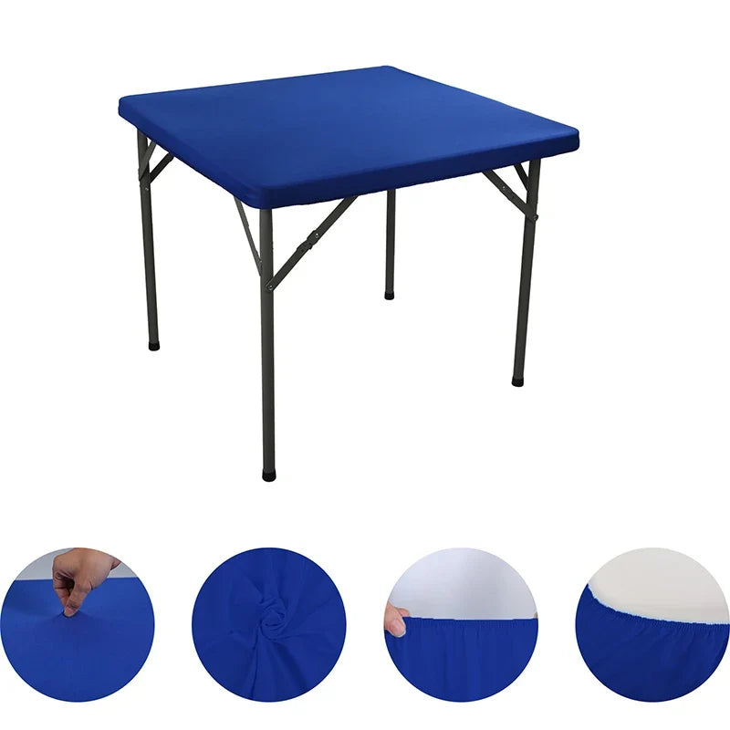 Square Elastic Edge Fitted Table Cover Stretch Cocktail Tablecloth For Wedding Picnic Banquet Party Decor Table Cloth