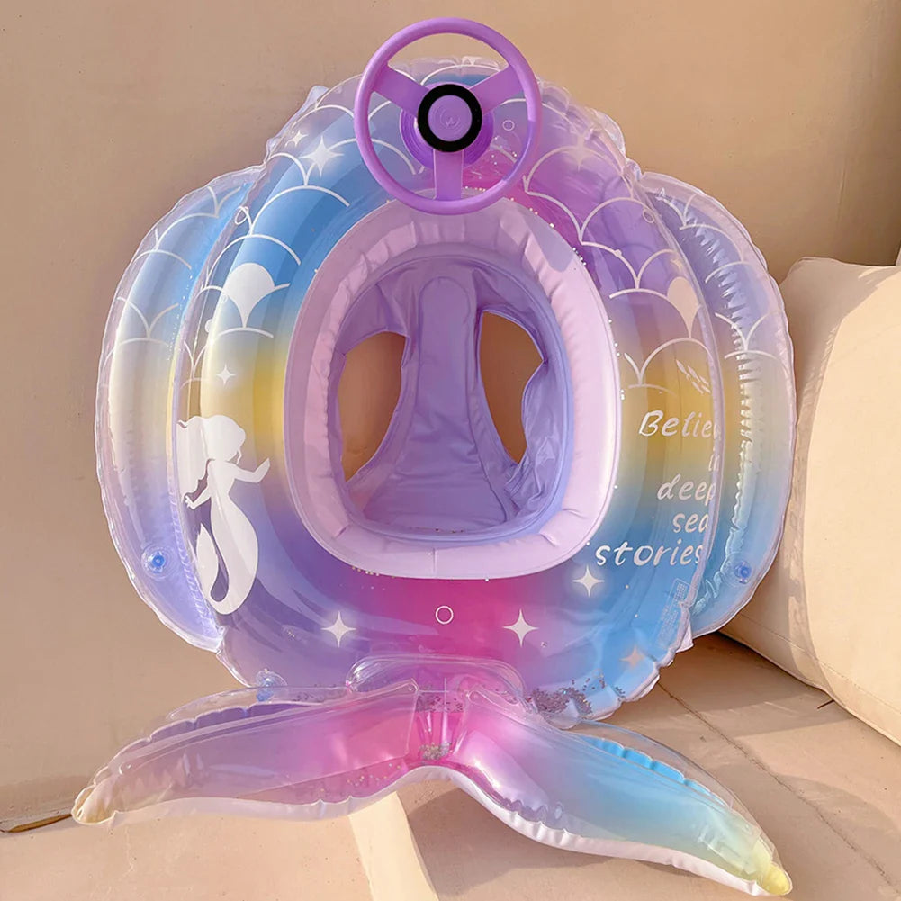 Summer Mermaid Tail Swimming Ring Colorful Inflatable Pool Float Pool Floaties Beach Swimming Party Toys for Kids