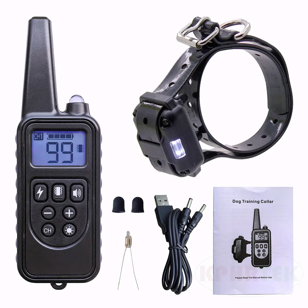 H880 Black Remote Dog Training Collar, For 1/2/3 Dogs, Shock, vibration and beep Function, Rechargeable and Waterproof