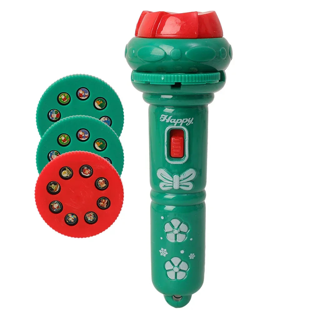Festival Cartoon Santa Xmas Projector Flashlight Toys Kids Early Education Light Up Sleep Flashlight Baby Puzzle Christmas Gifts
