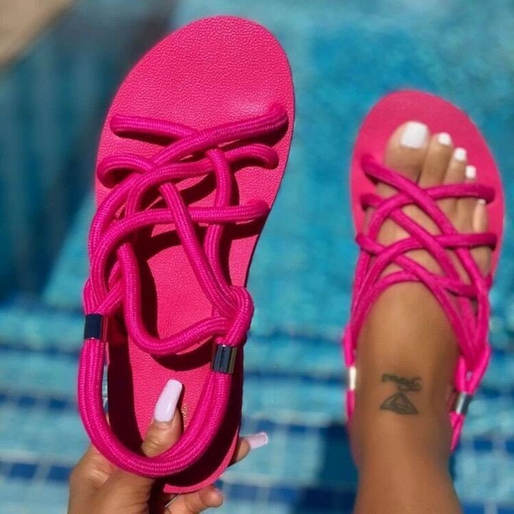 Women's Sandals 2022 Summer New Outdoor Sexy Beach Solid Color Flip Flops Fashion Pinch Toe Buckle Casual Sandalias De Mujer