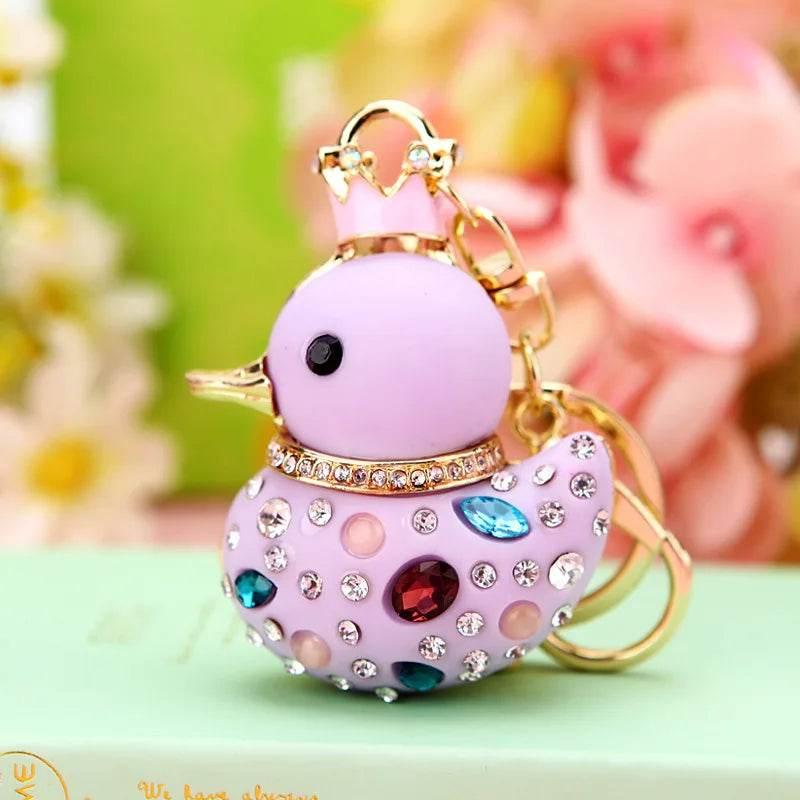 Duck Rhinestone Keychain Charm Pendant