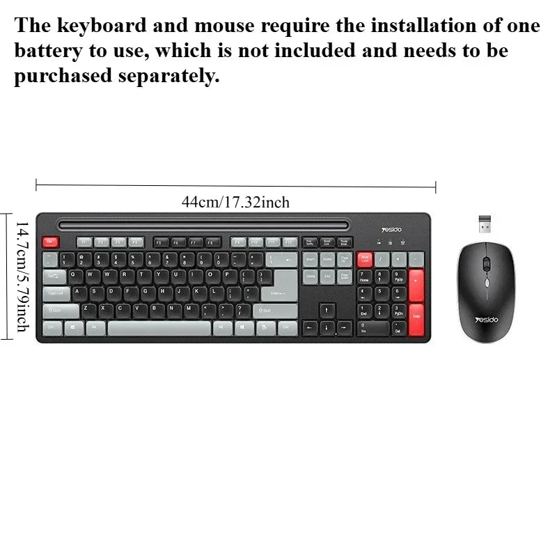 Hot Sale Portable USB Wireless Keyboard & Mouse Set for Desktop & Laptop Silent Mouse Set Suitable for Home Game & Office Use
