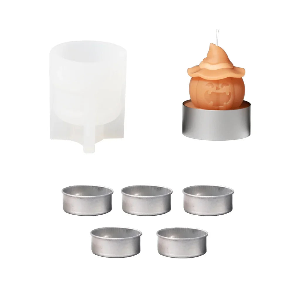 Nicole Spooky Pumpkin Tealight Candle Mold Halloween Silicone Molds for Candles Halloween Home Decor