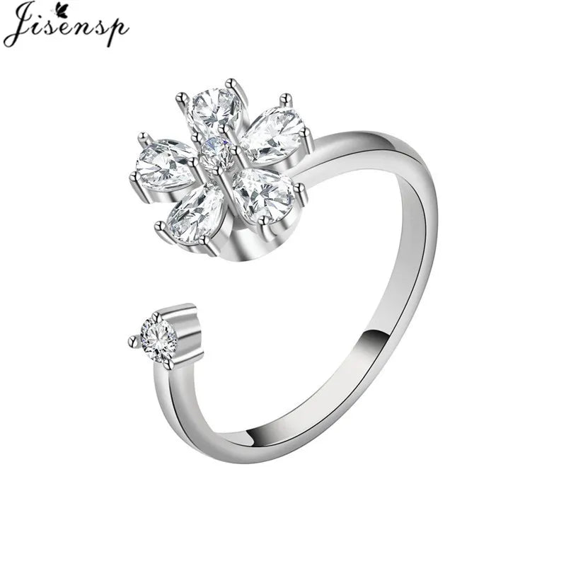 Luxury Fashion Fidget Spinner Ring Anxiety for Women Multiple Crystal Planet Butterfly Finger Rings Anti Stress Wedding Jewerly