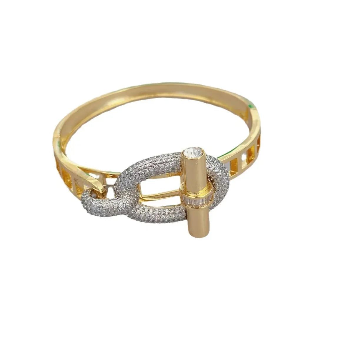 New waterproof cubic zirconia OT buckle women's bracelet exaggerated personality trend jewelry factory wholesale