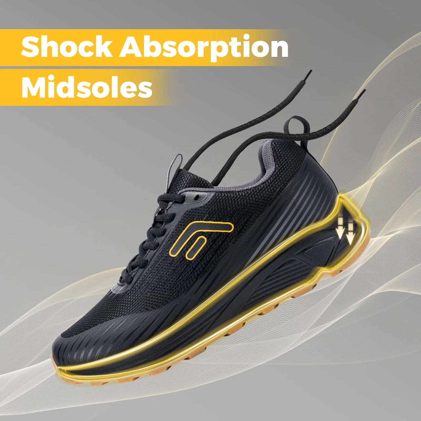 Fittington Men’s Sports Shoes Extra Wide Trail Running Shoes for Men Non-slip Men Sneakers Cushioning Hiking Shoes Support Arch