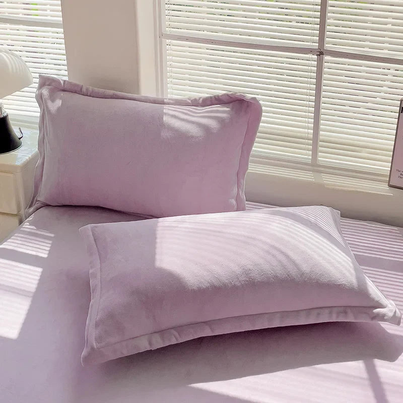 1/2pcs Soft Flannel Pillowcase Winter Warm  Cushion Cover Adult Kids.