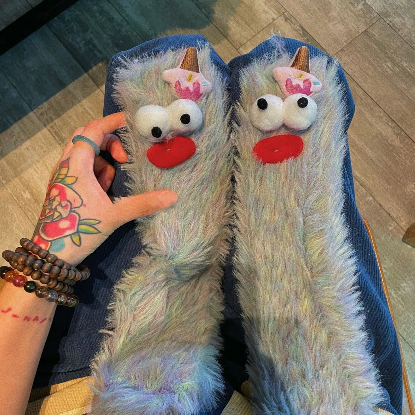 Coral Velvet Three-Dimensional Weird Socks Cartoon Thickened Warm Mid-Calf Socks New Coral Velvet Women'S Socks Strange