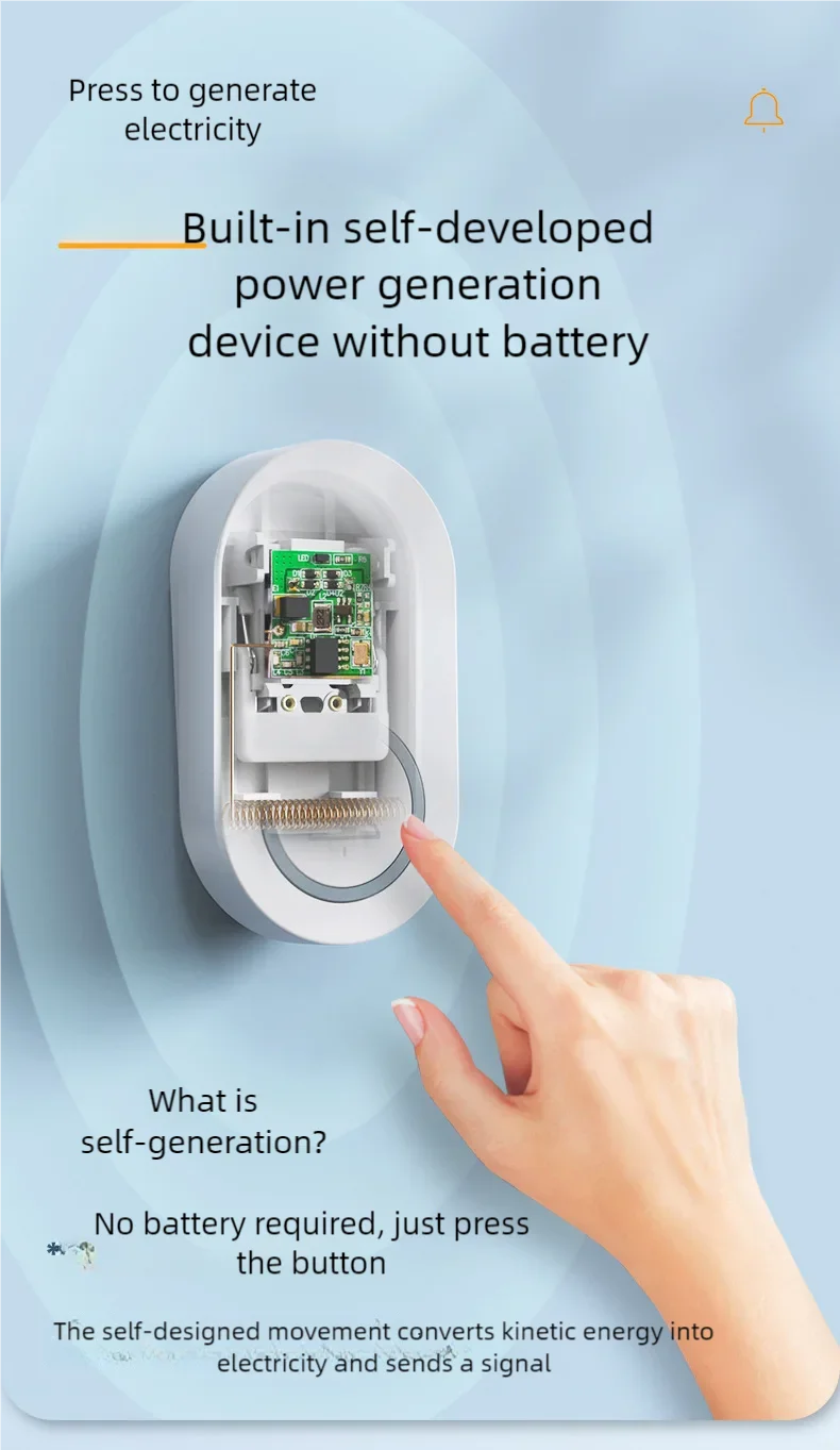 Self-Pow remote control doorbell AB door household waterproof long-distance intelligent electronic wireless doorbell