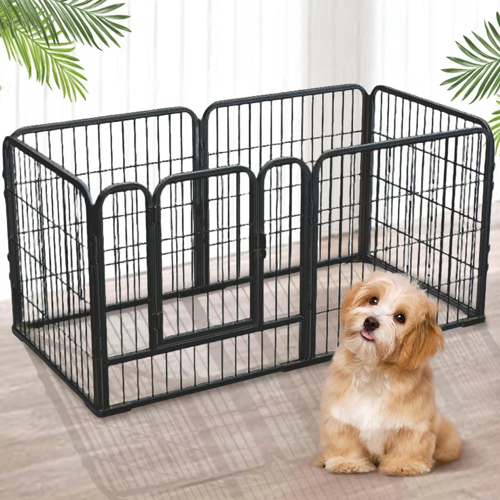 6 Panels Foldable Pet Playpen with Door Heavy Duty Dog Puppy Playpen Exercise Puppy Kennel Cage for Dog Cat Rabbit Pet Exercise