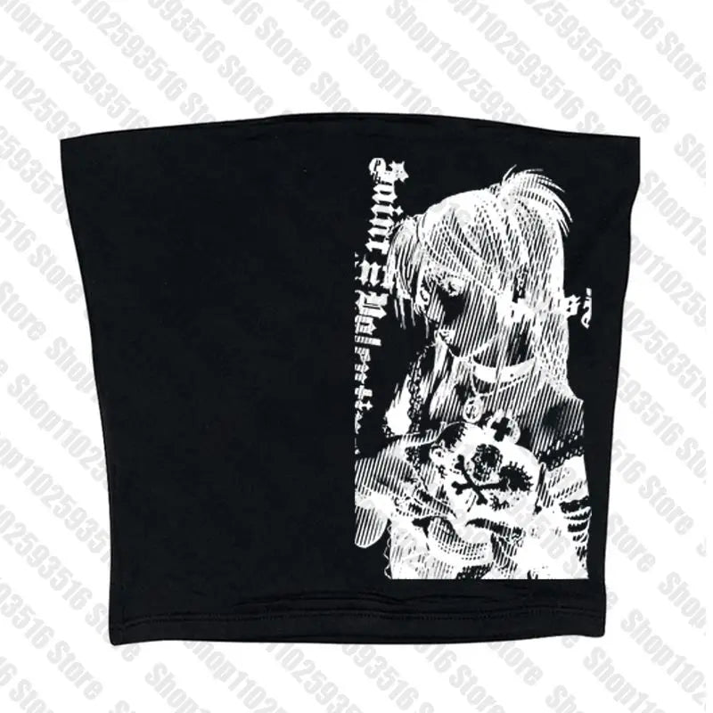 Y2k anime Streetwear O-neck 90s Text Printing , Simple Vintage Crop Aesthetic T-shirt.