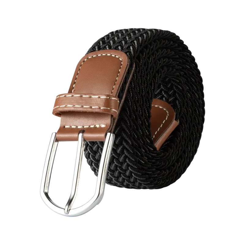 Black Female Casual Knitted Pin Buckle Men Belt Woven Canvas Elastic Expandable Braided Stretch Belts for Women Jeans Belts Belt
