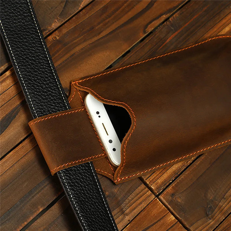 Men Fanny Pack Genuine Leather Waist Bag Belt Bum Leg Hip