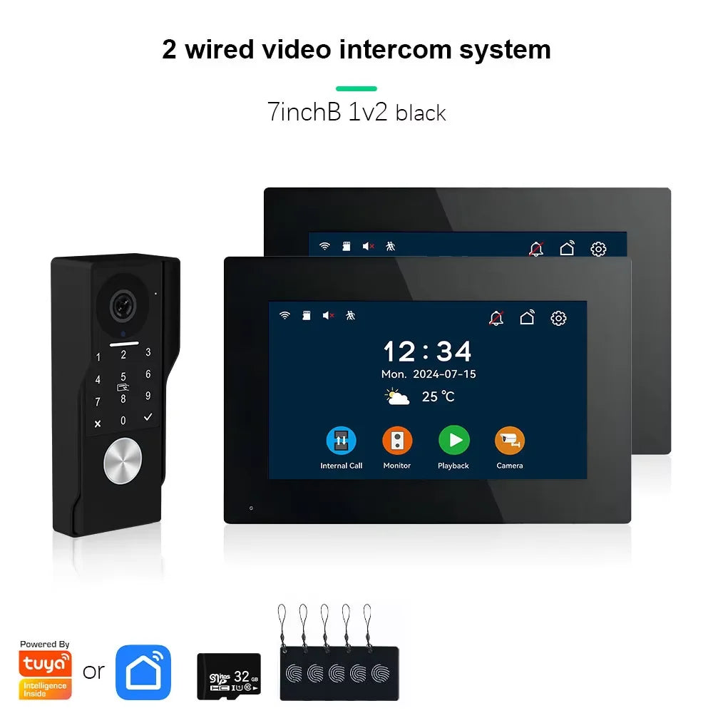 ANJIELO SMART Doorbell Video Intercom Camera System Wire 2‐wire Door Phone 10 Inch Screen 7 Protector Security