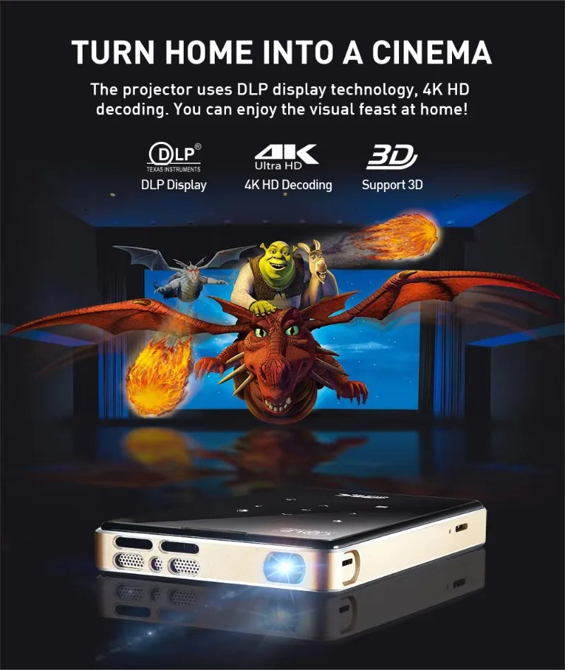 P09 4k high definition projector portable Android 9.0 16GB ROM Home Education Light Emitting Diode