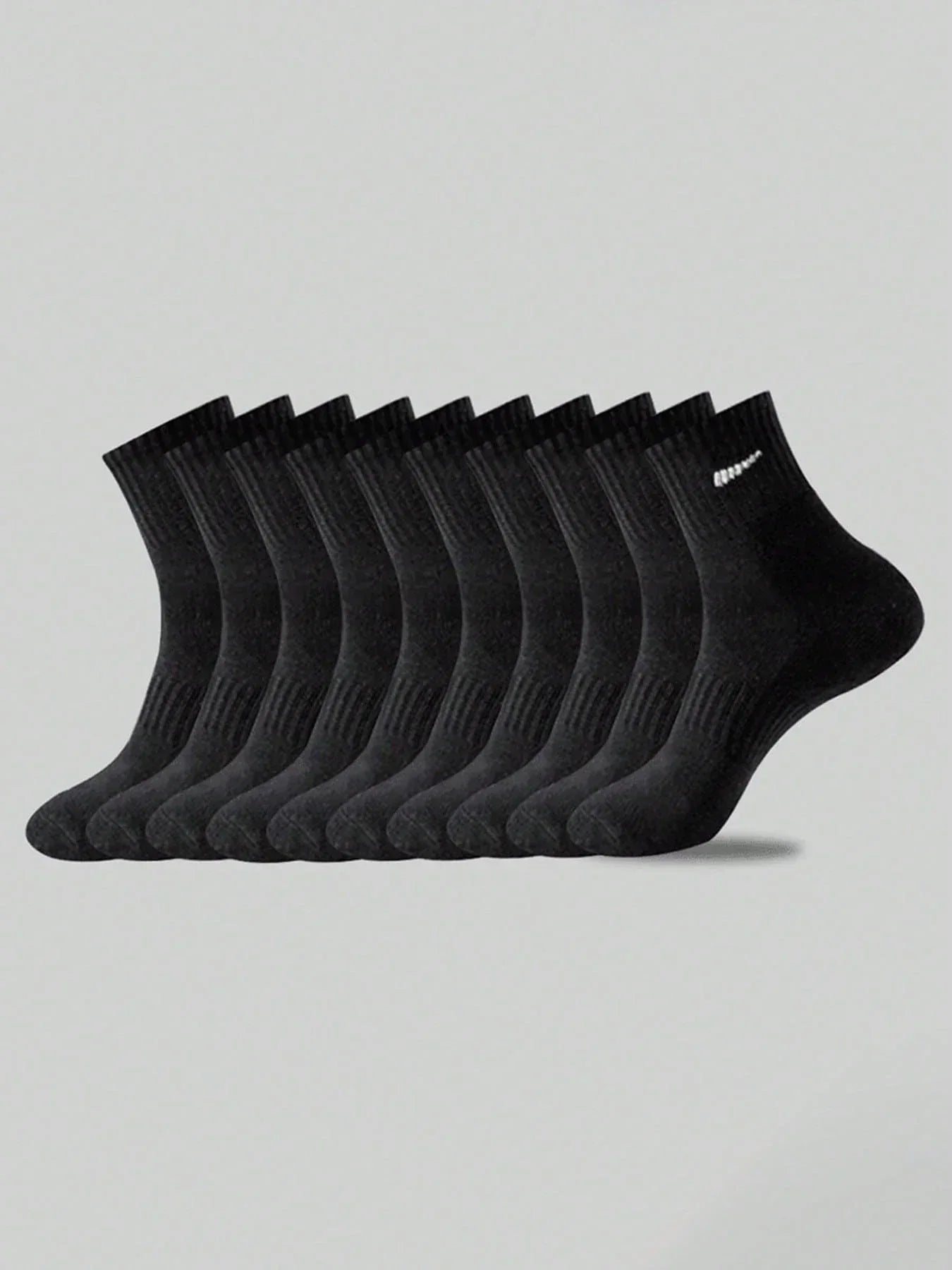 10-Pair Black Sock Pack - Extra-Soft, Comfortable Casual-Style Socks Crafted From Premium Breathable Cotton, Perfect For Everyd