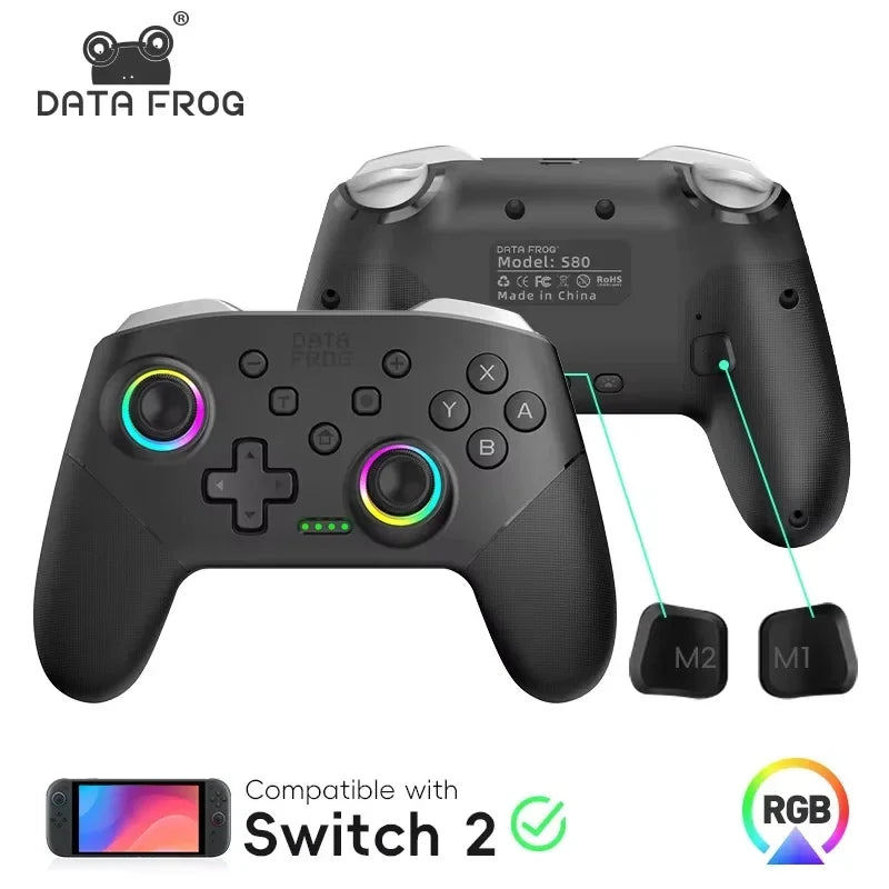 DATA FROG Wireless Game Controller for Switch / OLED / Lite / Switch 2 Console Programmable Joystick Gamepad for PC