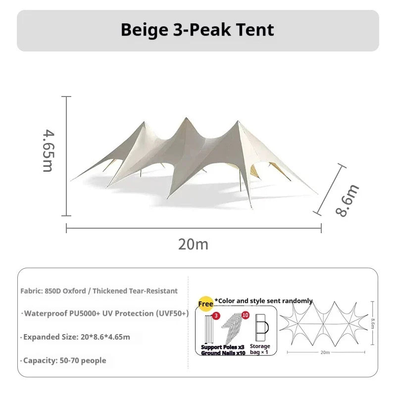 Large Outdoor Canopy Tent Sun Shade Shelter Heavy Duty Waterproof Star Canopy for Camping Backyard Party Wedding Party