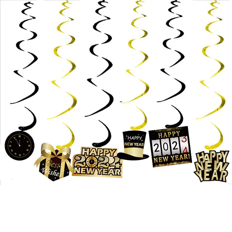 New Year 2024 number foil Balloon Hello 2024 New Year banner Balloon 2024 new year decor balloon Happy New Year Party Decoration