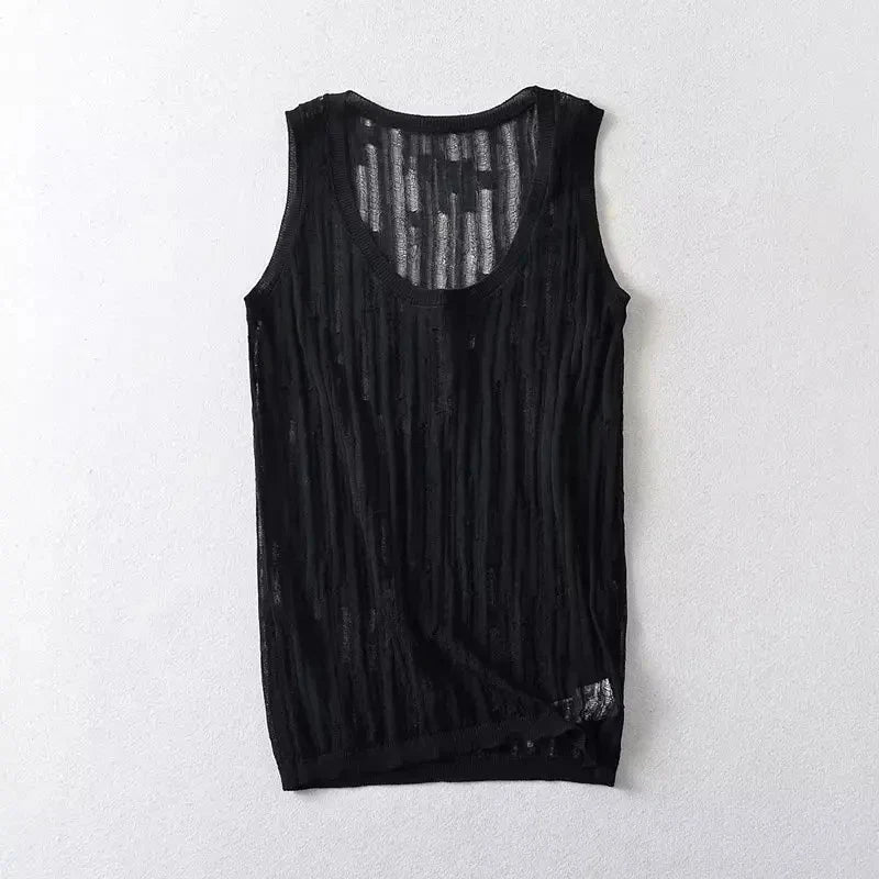 Sivatu Traf Tank Tops for Women Y2k Streetwear Fashion Sleeveless Hole Summer Tops Grunge Clothes Crochet Harajuku Women's Vest