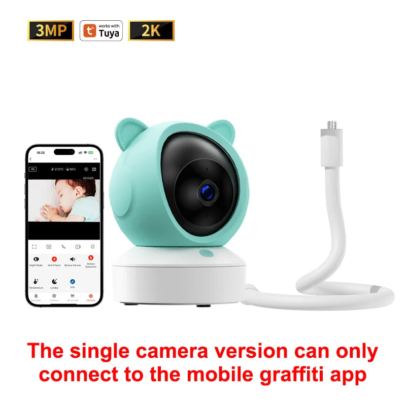 DANMINI 5 "tuya baby monitor 2K high definition WiFi remote mobile APP control up, down, left and right rotation gimbal camera