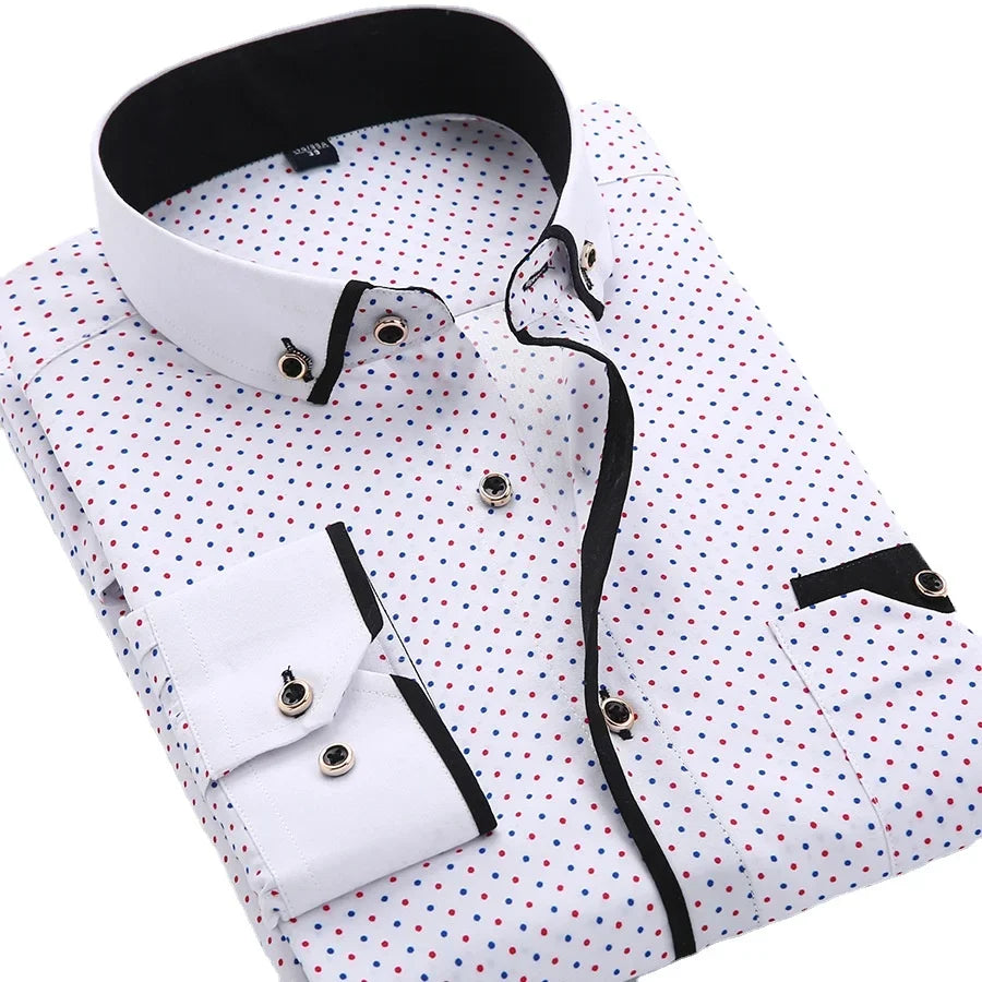 Floral Button Down Men Shirt Brand 2024, Male High Quality Long Sleeve Shirts.